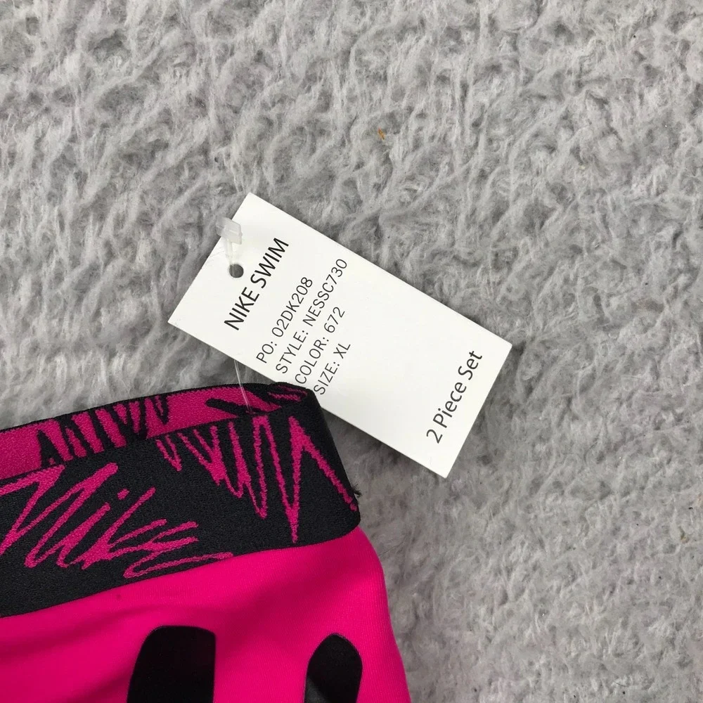 Nike Swim Shorts Girls XL Hot Pink Script Spellout Logo Performance NEW NWT